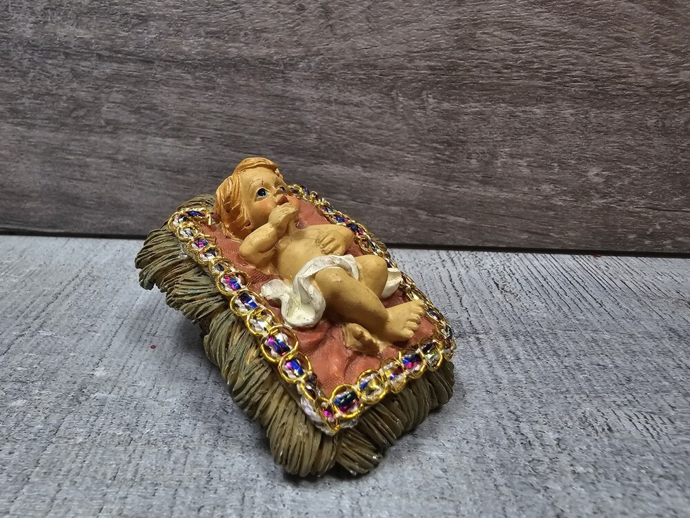 Ks Collection Vintage Baby Jesus Figurine With Ornate Gemstone Trim Decor G15b3